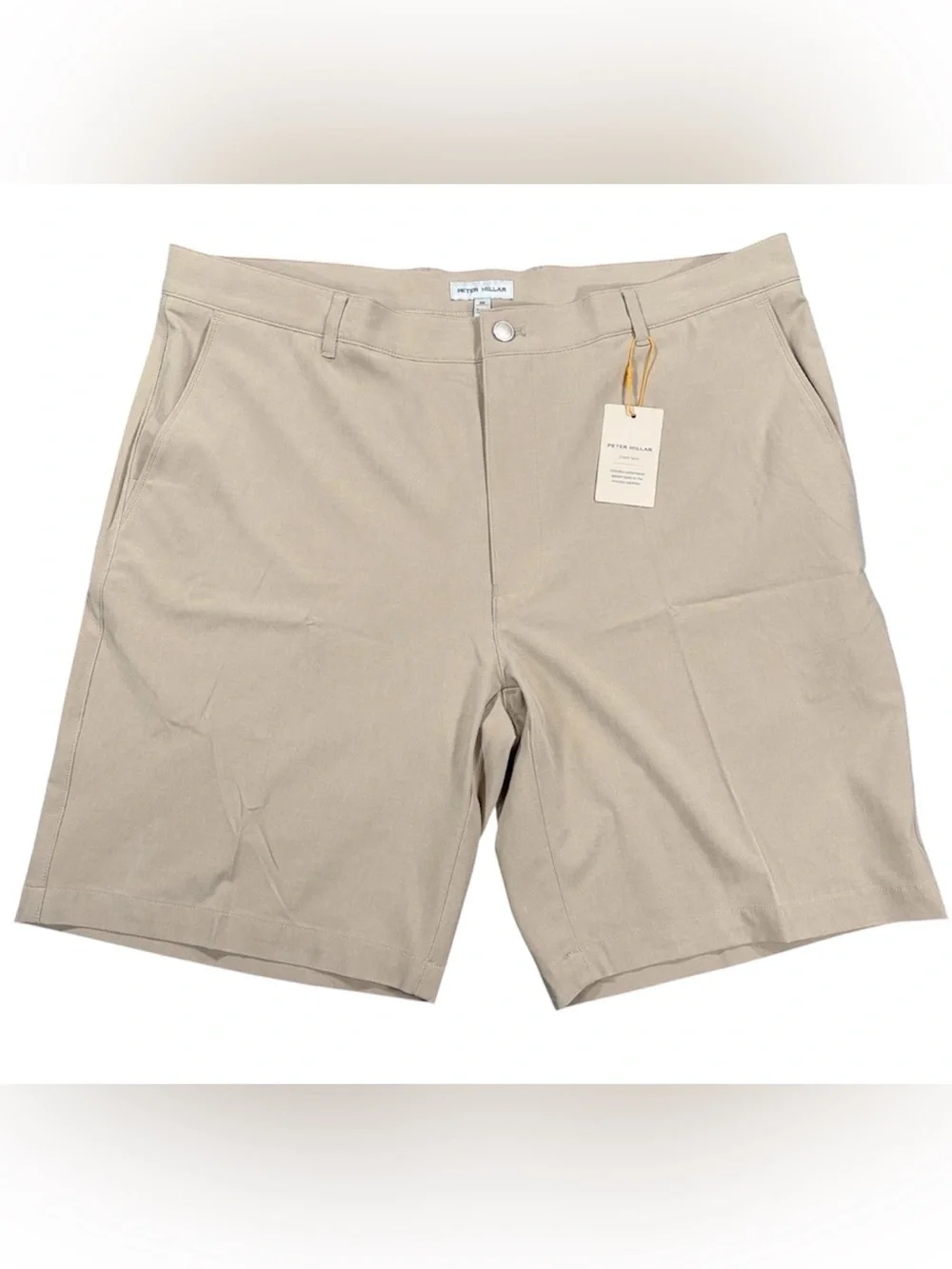 Peter Millar Shackleford Performance Hybrid Shorts Men 38 Beige Stretch Golf NWT